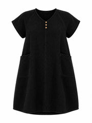 Black Bubble Cotton Pocket Dress Kia