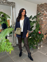 Navy Leopard Lined Blazer Ashley