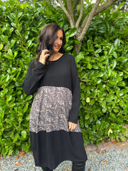 Black Speckled Panel Dress Clara