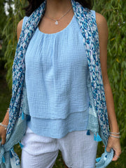 Blue Layered Bubble Cotton Vest Quinn