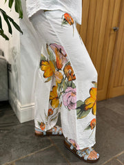 White Summer Bloom Trousers Hermione