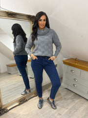 Denim Pull on Slim Leg Drawstring Jeans