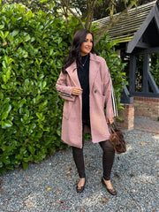 Rose Boucle Stripe Detail Coat Mia