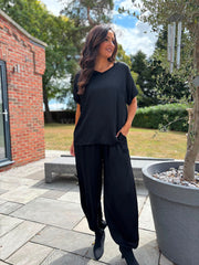 Black Shimmer Cuffed Trousers Aubrey