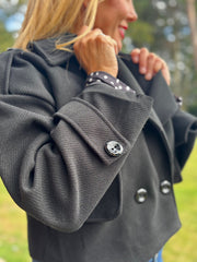 Black Double-Breasted Short Coat