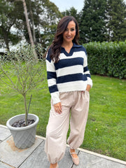 Navy Stripe Collared Knit Anita