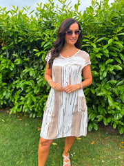 Stone Brushed Stripe Pocket Dress Marigold