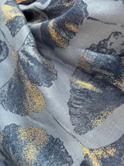 Denim Gold Shimmer Flower Scarf