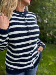 Navy Striped Knit Cardi Loretta