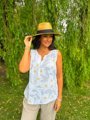 White Floral Sleeveless Top Amanda