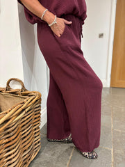 Wine Bubble Cotton Trousers