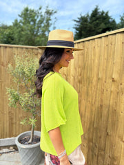 Lime Cotton Reverse Seam Knit Jo