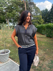 Black & Silver Crochet Net Sleeveless Jacket Sharon