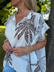 White Palm Leaf Top Millie