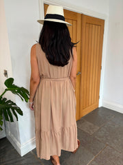 Camel Embroidery Belted Dress Kristina