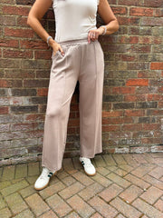 Mocha Seam Front Pull On Comfort Trousers