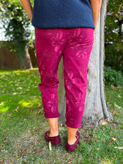 Wine Floral Printed Trousers
