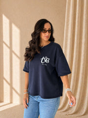 Navy The Tilletts Short Sleeve Sweatshirt