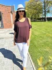 Chocolate Cold Shoulder Top Orla