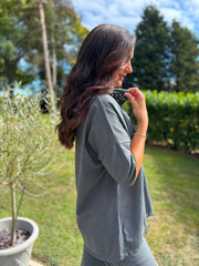 Charcoal Crochet Hooded Top Clarice