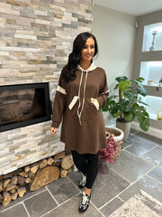 Chocolate Hooded Sweat Dress Jodie