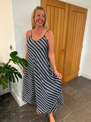 Navy Striped Dress Odette