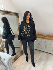 Black Flower Knit Alissa