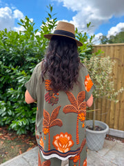 Khaki Tropical Print Shirt Maya
