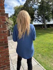 Denim Ribbed Scarf Top Zeta