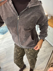 Mocha Velour Zip Hoodie Jaiya