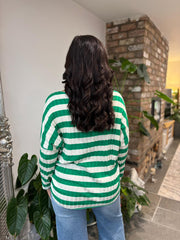 Green Ribbed Stripe Top Leanne