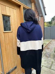 Navy Block Stripe Sweat Dress Eva