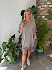 Mocha Crochet Trim Dress Sabrina