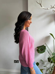 Candy Pink V Neck Knit Jodie