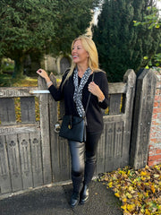 Black Ribbed Knit Scarf Two Piece Jo