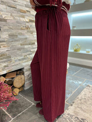 Wine Pinstripe Pull on Trousers Tanya