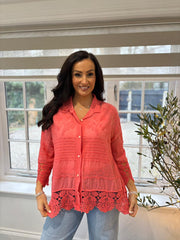 Coral Crochet Detail Shirt Jacket Jenny