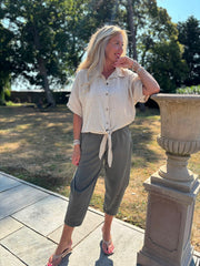 Stone Tie Front Blouse Brielle