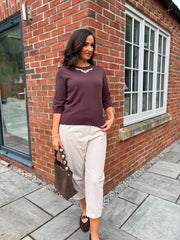 Chocolate Jewel Embellished Knit Sandra