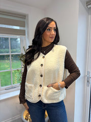 Antique Cream Sherpa Gilet Kiera