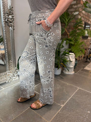 Mocha Paisley Bubble Cotton Trousers Alina