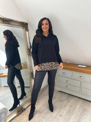 Black Leopard Sweat Top Lola