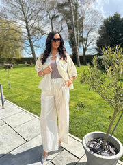Gold Luxury Shimmer Wide Leg Trousers