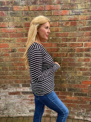 Black Striped Super Soft Round Neck