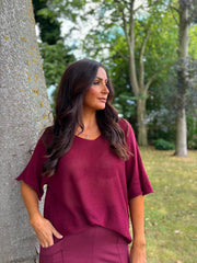 Wine Reverse Seam Knit Georgina