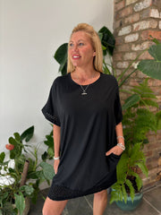 Black Crochet Trim Dress Sabrina