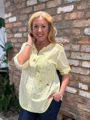 Lemon Embroidered Floral Top Jasmine
