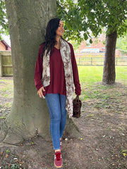 Wine Fringed Neck Top Donna