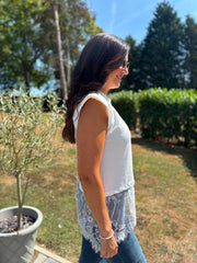 White Lace Hem Top Yasmin