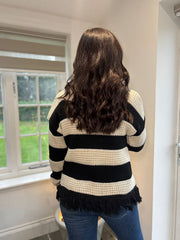 Stone Stripe Fringed Knit Robyn